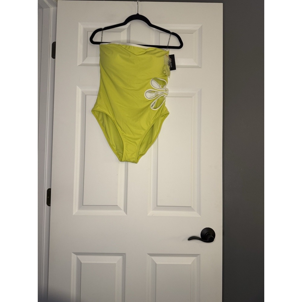 Kate Spade New York Petal Cut Out Bandeau One Piece Large Green Nwt $148